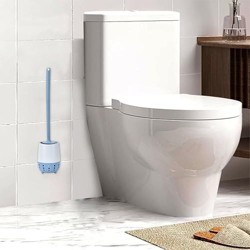 Image of Favria Toilet Brush with Holder - Long Handle, Wall-Mounted Stand, Durable Bristles - Bathroom Cleaning Brush (Pack of 1 Blue)