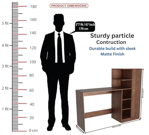 Image of SPYDER CRAFT Multipurpose Desk for Office, Study with Book Storage Engineered Wood Multipurpose Table (Free Standing, Finish Color - Columbain Walnut Brown, DIY(Do-It-Yourself))