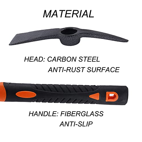 LUBAN Mattock Hoe Pick Axe with Heavy Duty Forged Adze and Ergonomic Non-Slip Handle 15-inch for Gardening, Hunting, Landscaping Outdoor