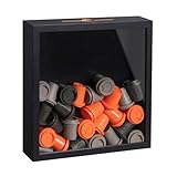 eletecpro 8x8 Inch Shadow Box with Real Glass Cover and Top Slot, Display Case Frame for Tickets, Flower, Pictures, Black
