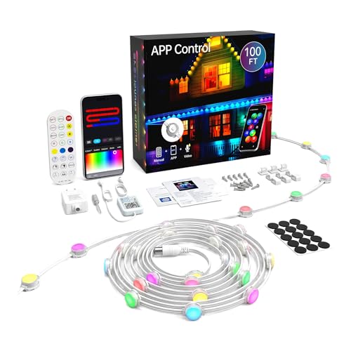 Luces exteriores inteligentes RGB 100FT impermeables