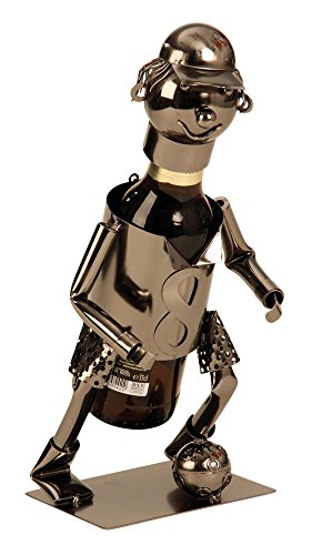 Moderne bière Bouteille Porte Bouteille Stand Football Joueur Fait de métal d’Argent Hauteur 18,5 cm Cover