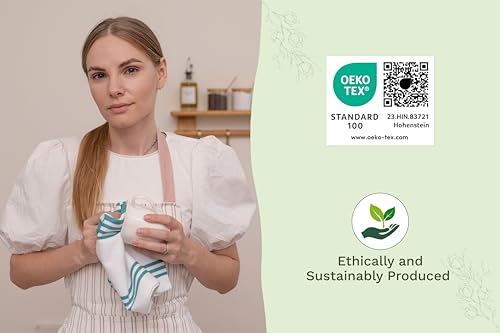 Image of Teal Dish Towels - Highly Absorbent, Lint-Free, 100% Cotton Teal Kitchen Towels - 6 Pack, 30 inchx20 inch, Large Size Striped Dish Cloths with Hanging Loop - Washable and Durable Tea Towels (6 Pack)