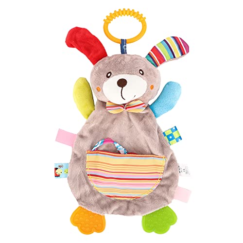 Image of Baby Teething Cuddly Teether with Puppy Character, 3 Textured Teething Places, BPA-Free Silicone, Soft Fabric Textures to Explore, and Crinkle Sounds to Discover