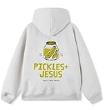 Guiding Cross Women Men Hoodies Oversized Fleece Sweatshirt Fashion Clothing Fall Christian Sweaters Pickles and Jesus Gray