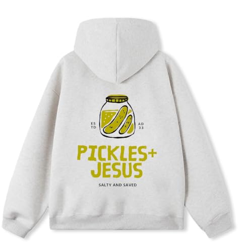 Guiding Cross Women Men Hoodies Oversized Fleece Sweatshirt Fashion Clothing Fall Christian Sweaters Pickles and Jesus Gray