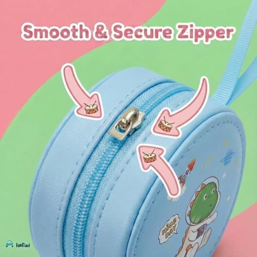 Image of FunBlast Round Coin Pouch for Kids - Cute Cartoon Design Mini Purse, Multipurpose Coins Pouch, Small Zipper Wallet for Kids & Girls, Kawaii Coin Bag (BlueRandom)