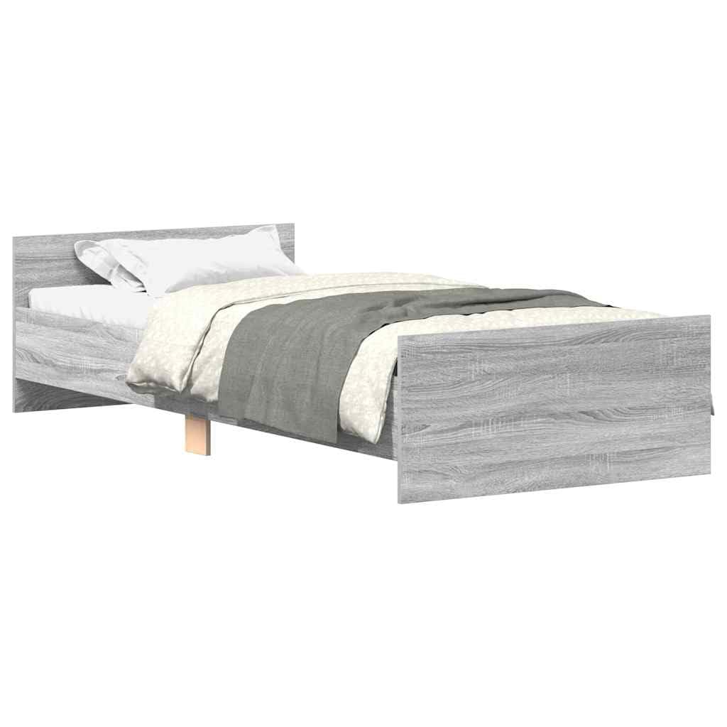 vidaXL Bed Frame, Bed Base for Single Bed, Mattress Foundation for Bedroom, Bedstead, Modern Style, Grey Sonoma 100x200 cm Engineered Wood — image 1