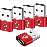 USB C Female to USB Male Adapter 5-Pack, Type C to USB A Charger Cable Converter, Compatible with Apple Watch iPhone 16 15 14 13 12 Pro Max, AirPods Ultra 8 9 Samsung Galaxy S23 S24