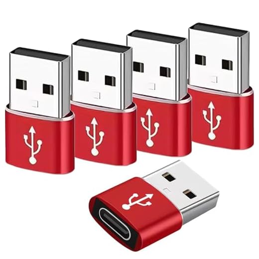 USB C Female to USB Male Adapter 5-Pack, Type C to USB A Charger Cable Converter, Compatible with Apple Watch iPhone 16 15 14 13 12 Pro Max, AirPods Ultra 8 9 Samsung Galaxy S23 S24