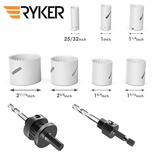 Ryker Hole Saw Kit With Arbors And Replacement Drill Bits, Heavy Duty Steel Construction For Boring Wood, Aluminum, Metal, Or Pvc, Plumbing And Diy Carpentry (Bi Metal - Metal Hole Saw Kit) #TOP1