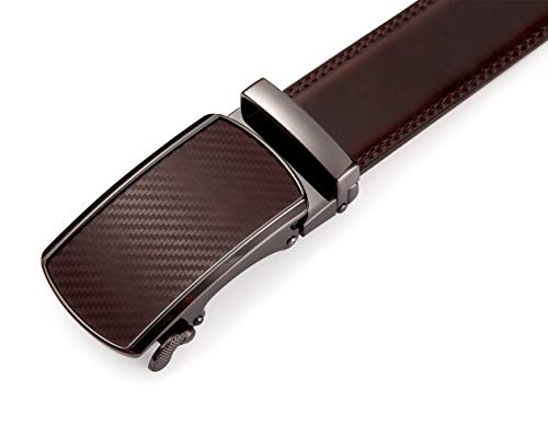 Image of Lingli Men's Belt,Ratchet Dress Belt with Automatic Buckle Brown /Black-Trim to Fit-35mm wide