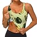 Women Girls Comfy U-Shaped Back Sports Bras Compress Green Avocados Art Tank with Bralette Pads Quick Dry Shirts for Workout Training
