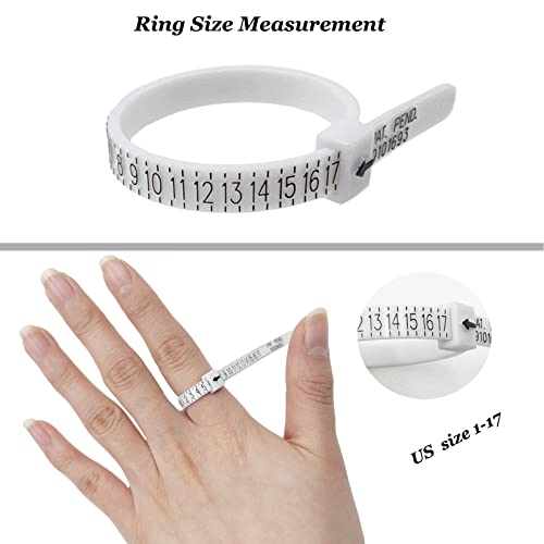 Seenimoe 31 Pcs Ring Sizer Measuring Tool Set, Mens Womens Finger Ring Size Measurement Tool, Us Ring Sizing Kit 0-15 With Half Size, With 1 Pcs Plastic Rings Measure Gauge,4 Ring Size Adjuster #TOP4