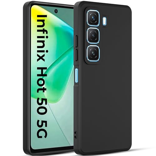 Image of A rtistque Back Cover Case for Infinix Hot 50 5G with Camera Protection | Shockproof TPU | Stylish Protective Design | Slim Fit | Ultra Matte | Infinix Hot 50 5g Back Cover - Black