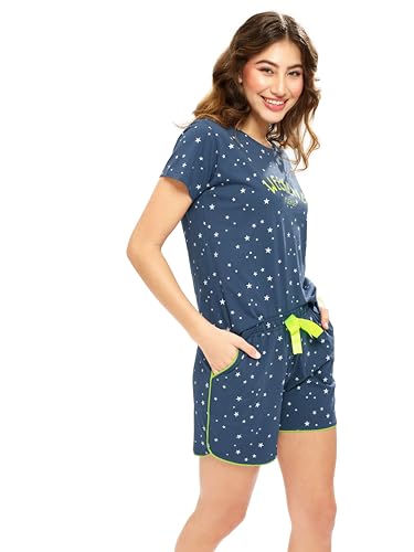 Image of LOTIK Women's Cotton Star Print Top & Shorts Nightwear Set