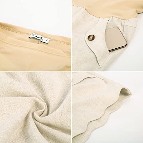 Maternity Summer Shorts Linen Casual Shorts For Everyday Wear Apricot L #TOP5