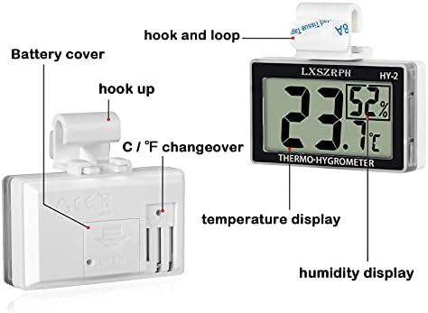 LXSZRPH Reptile Thermometer Hygrometer HD LCD Reptile Tank Digital Thermometer with Hook Temperature Humidity Meter Gauge for Reptile Tanks, Terrariums, Vivarium (1pack)