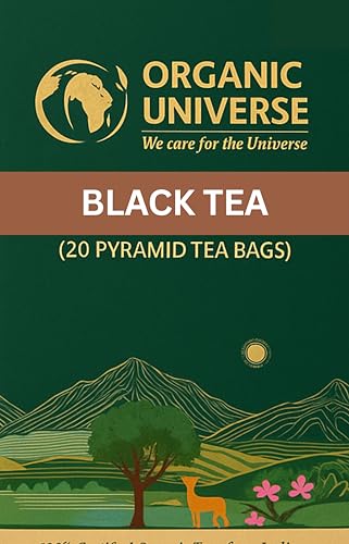 Image of ORGANIC UNIVERSE Premium Organic Black TeaI Whole Leaf | English Breakfast Tea | 20 Pyramid Bags | Aromatic Flavours | 100% Organic Certified