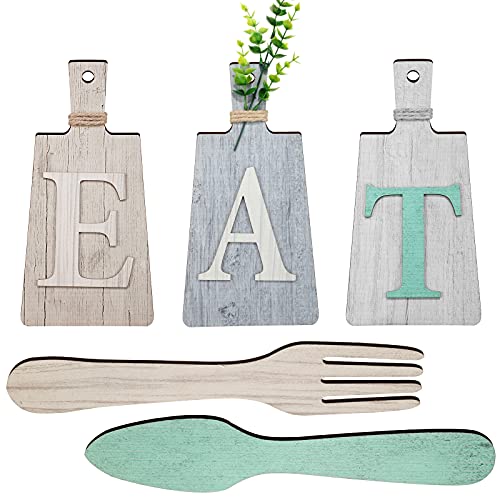 Jeteccuttingboardeatsignsethangingartkitcheneatsignforkandspoonwalldecorrusticprimitivecountryfarmhousekitchendecorforhomedecorationbeigedarkgraygraywhite  Urban Country Home Decor Jetec cutting board eat sign set hanging art kitchen eat sign fork and spoon wall decor rustic primitive country farmhouse kitchen decor for home decorationbeige dark gray gray white  urban country home decor