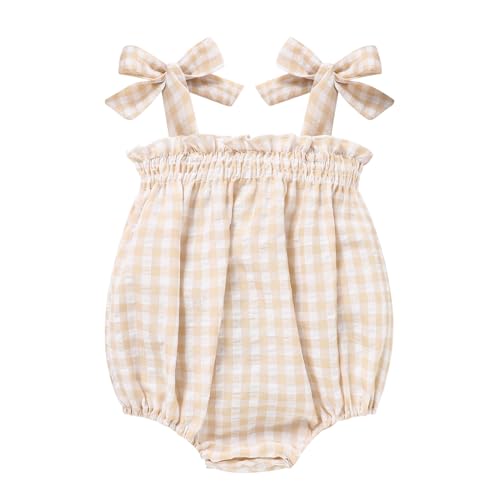 Image of ZOELNIC Baby Girl Summer Clothes Newborn Girl Outfits Cute Strap Baby Girl Romper Jumpsuit Infant Floral One Piece Bodysuit