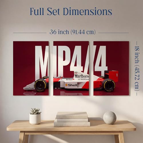 Image of SoulAbiti 3-Piece McLaren F1 Wall Art - Motorsport Legend Split Printed Poster Large Motorsport Triptych Posters - Racing Decor for Room, Garage & Office Decor (Senna & Norris Style)