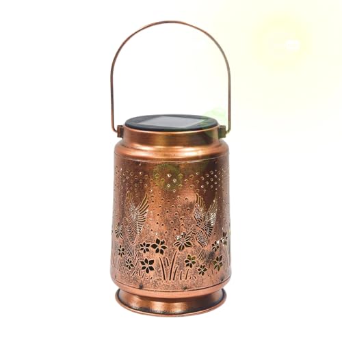 Rock - Farol solar para relajarse, arte de metal resistente, impermeable, lámpara decorativa y atractiva para patio, césped, porche, pasillo, mesa, al aire libre, 8.58 x 5.51 pulgadas, hierro