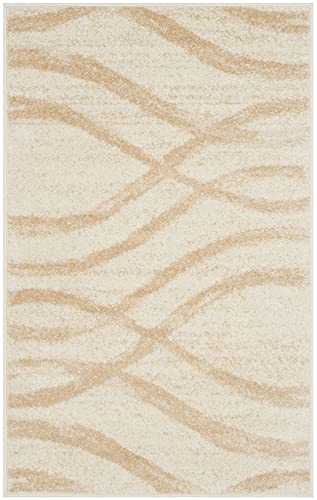 Safavieh Distressed Rug for Living Room Dining Room, Bedroom - Adirondack Collection, Short Pile, in Cream and Champagne, 91 X 152 cm - Image 2