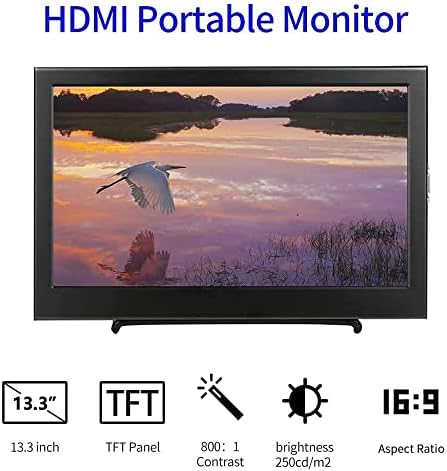 Portable Monitor, Kenowa 13.3 inch External Monitor with HDMI VGA External Second Screen Laptop Monitor for Windows 7/10/11 PC Computer Camera Raspberry pi CCTV PS3 PS4 XBOX FHD Resolution 1366x768