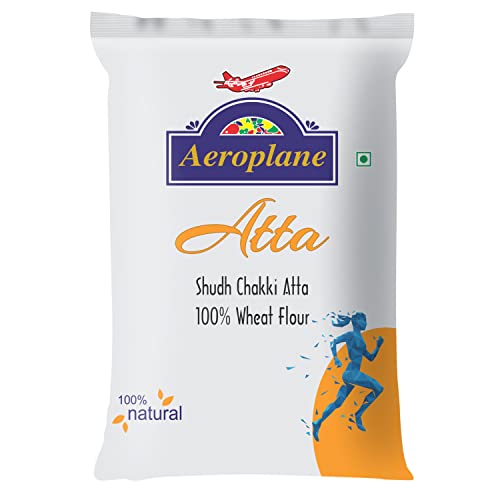 Image of Aeroplane Fresh Chakki Atta, 20kg Wheat Flour Sudh Atta Rich in Fiber & Protein (5kg x 4Pcs)