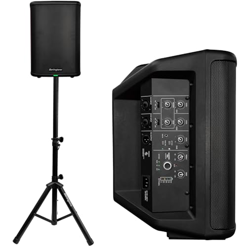Berlingtone 8-Inch 500W Bluetooth Powered PA Speaker System with Stands, Portable Loud DJ Speaker, Mic/Guitar, TWS Connection, Built-in Rechargeable Battery, for DJ Party, Meeting, Church, Karaoke