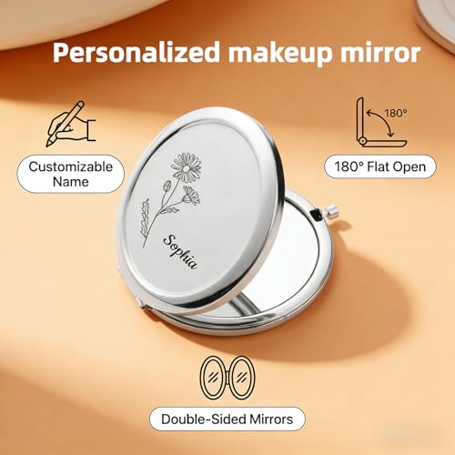 Personalized Engraved Mini Makeup Mirror - 50% Off with Code
