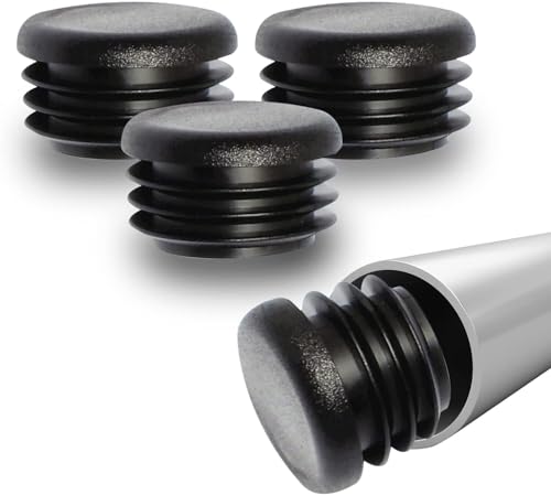 Image of Prescott Plastics 1 1 /4 inch (31.75 mm) Outer Perimeter Flexible Plastic Hole Plugs, Square Black Metal Tubing End Caps, Strong Furniture Leg Inserts, Impact & Weather Resistant, Made in The USA - 4 Pack