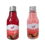 Kit Sais de Banho e Espuma de Banho Aroma Morango com Champagne Esfoliante Aromatizante Escalda Pés Hidratante Banheira Hidromassagem Spa Fragrâncias Relaxante