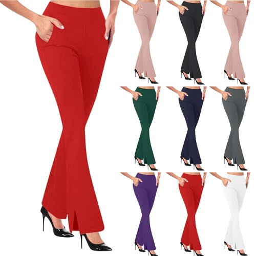 HGps8w Split Side Dress Pants for Women Trendy Stretch High Waisted Versatile Casual Fall 2025 Office Trousers with Pockets2