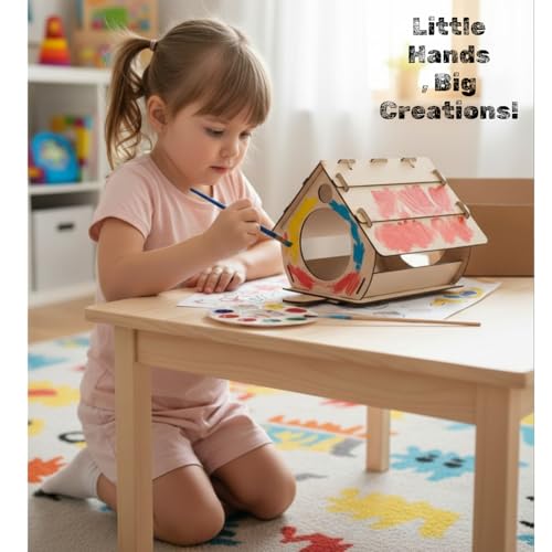 Image of BAGJI TOYS Bird House Kits for Kids Ages 4-8, Wooden DIY Birdhouse Kit, Outdoor Woodworking Crafts Freestyle Painting, Bird Houses for Outside with Paints & Brushes, Boy Girl Gift Christmas