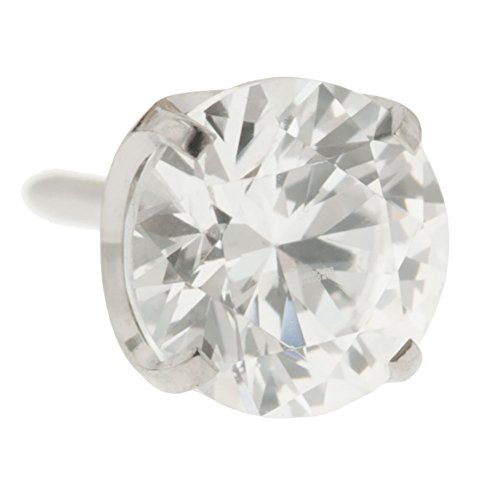 Steel Navel Body Jewelry Threadless Titanium Prong-Set Faceted Gem End: 18g High Polish, Gem: 2mm, Cubic Zirconia Gem