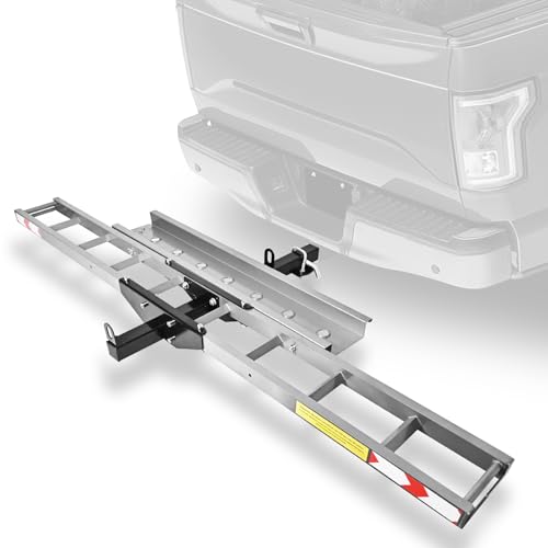 Motorcycle Hitch Carrier with Ramp, 400 lb...