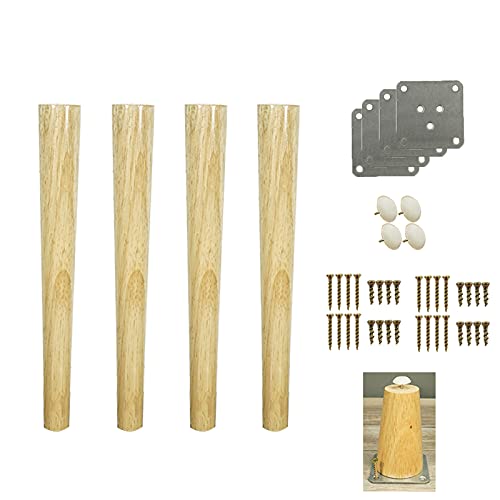 Patas de madera para muebles, modernas patas cónicas para sofá, cama, 4 piezas de repuesto para mesas altas, reposapiés, armarios y sillas. Color madera natural, 10 tamaños (30 cm/11,8 pulgadas).