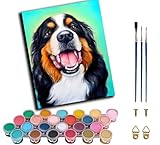 CAOGUANYU DIY Malen nach Zahlen-Aquarell Schäferhund Tier süß Engel-Art Ölgemälde Leinwand für Erwachsene Anfänger mit Pinsel und Acrylfarben Kit(40x50cm)，Mit Rahmen