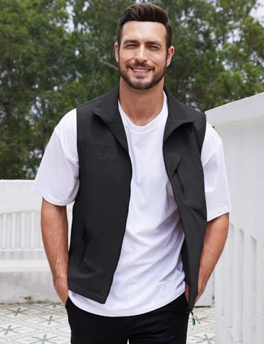 Gihuo Men's Lightweight Softshell Sleeveless Golf Vest with Zipper Pockets for Travel Hiking Fishing Safari Outwear4