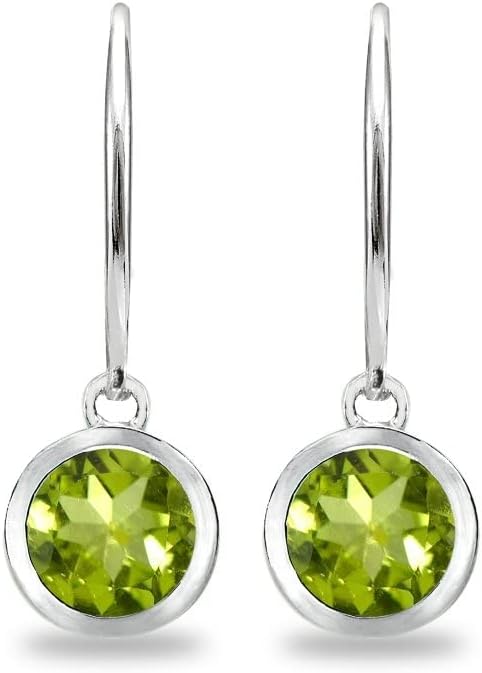 Earrings for Women, Birthstone Earrings, Genuine or Synthetic Gemstone Earrings, 6mm Round Bezel Set Leverbacks, Dangle Earrings for Women, Sterling Silver Earrings or Gold Flash Silver Earrings - Image 5