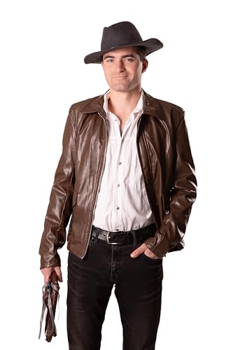 ComfyCamper Faux Leather Jacket Brown – Jungle Explorer Archeologist Lightweight Bomber Racer