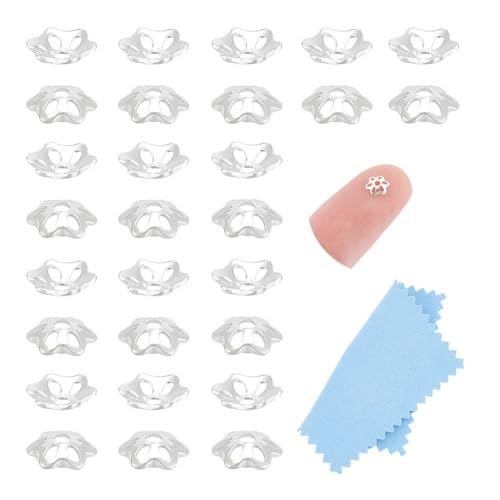 UNICRAFTALE 30Pcs 925 Sterling Silver Flower Bead Caps 5mm Silver Floral Flowery Round Bead 6-Petal Flower Cap Bead Spacer Beads End Cap Metal Connector Bead for Jewelry Making