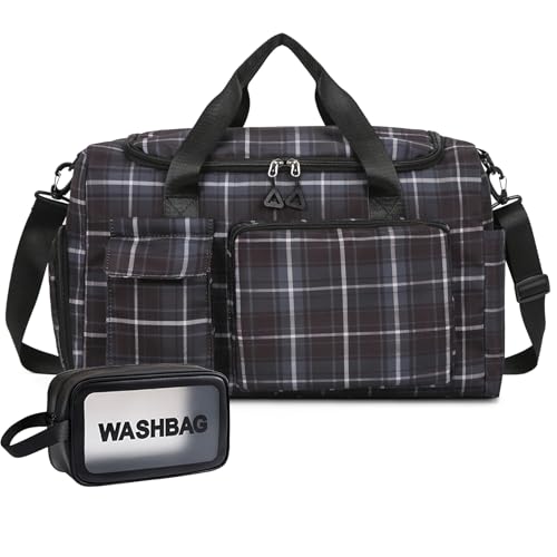 Image of Small Gym Bag for Women, Travel Duffle Bag Carry On Weekender Bag with Shoe Compartment