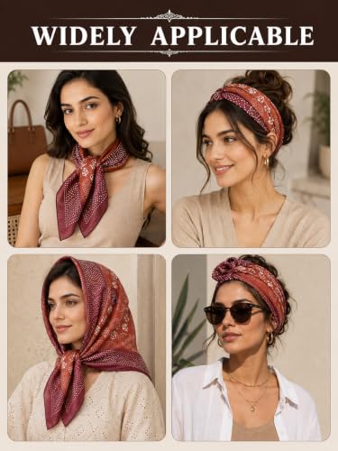 Image of Ravaiyaa - Attitude is everything Women Printed Silk Bandana 21 x 21 Inch Square Headband & Hair Wrap, Soft & Versatile | Fashion Neck Wrap
