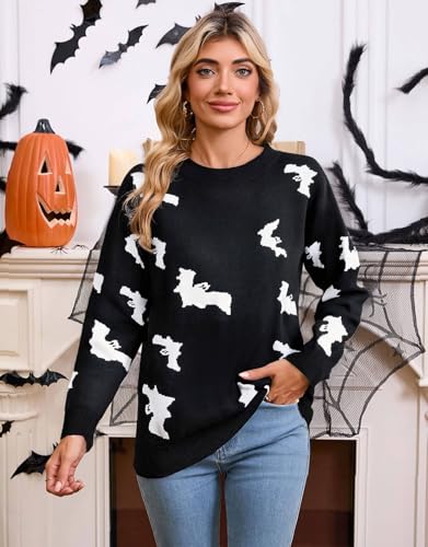 Image of Womens Cute Heart Sweater Crew Neck Long Sleeve Pullover Valentines Sweater