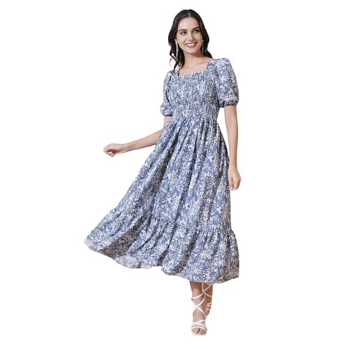 Image of Femvy Women's Polyester Fit and Flare Knee-Length Dress