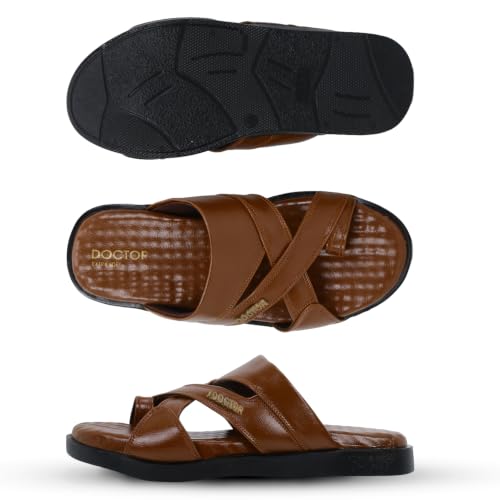 Image of DOCTOR EXTRA SOFT Care Orthopedic Diabetic Comfortable Dr Sole Footwear Daily Use Casual Wear Stylish Black Cushioned Adjustable Strap Chappal for Men's-Gents & Boy's L-11