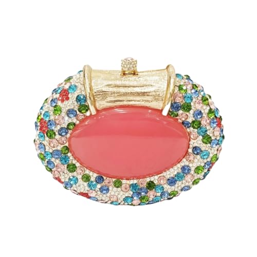 Image of UMREN Women Crystal Oval Shell Evening Purse Bags Luxury Rhinestone Clutch Unique Gems Handbag Bridal Wedding Shoulder Bag
